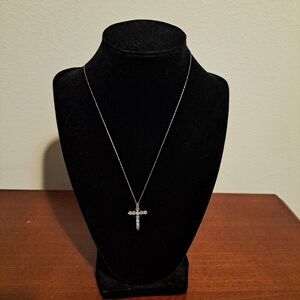 Sterling Silver 21" Diamond Cross Necklace